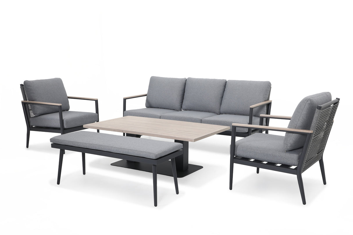 Merano Sofa Set Grey Rope with 3 Seat Sofa