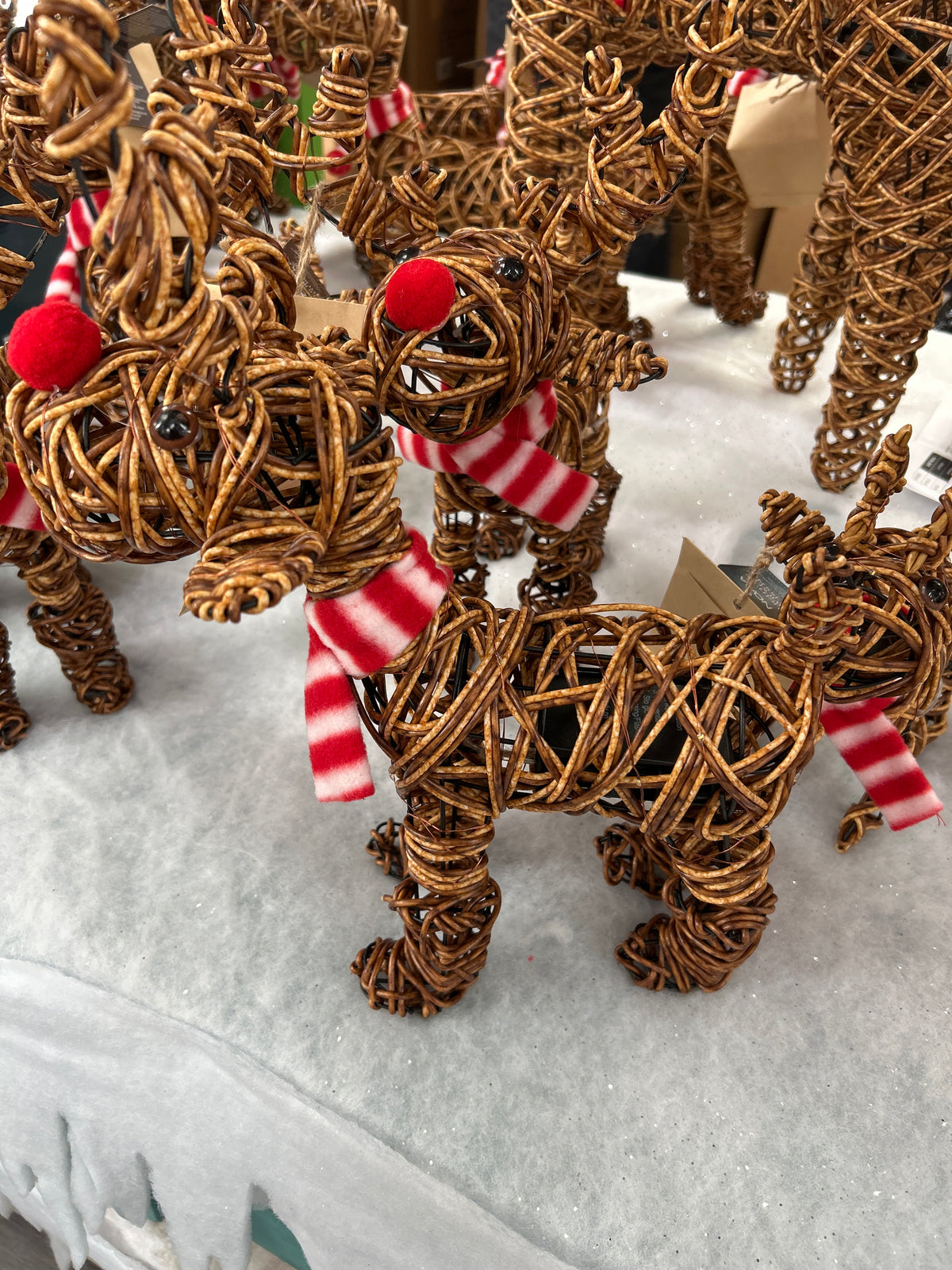 38CM Brown Wicker Rudolph In Boots With 40 LEDS