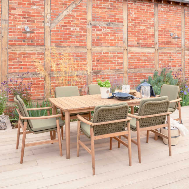 Meadow 6 Seat Dining Set with 180 x 90cm Rectangular Table