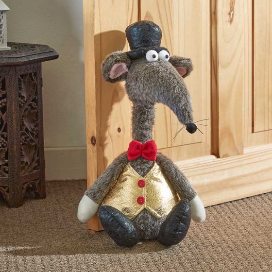 Rat with gold waistcoat door stop