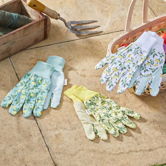 Sicilian Lemon Triple Pack Gardening Gloves - Med / Size 8