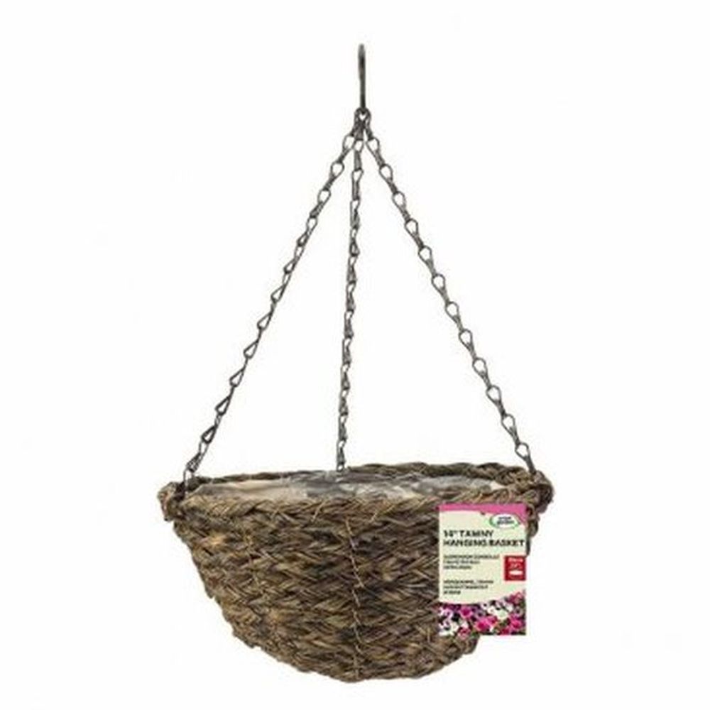 14'' Faux Rattan Hanging Basket - Tawny