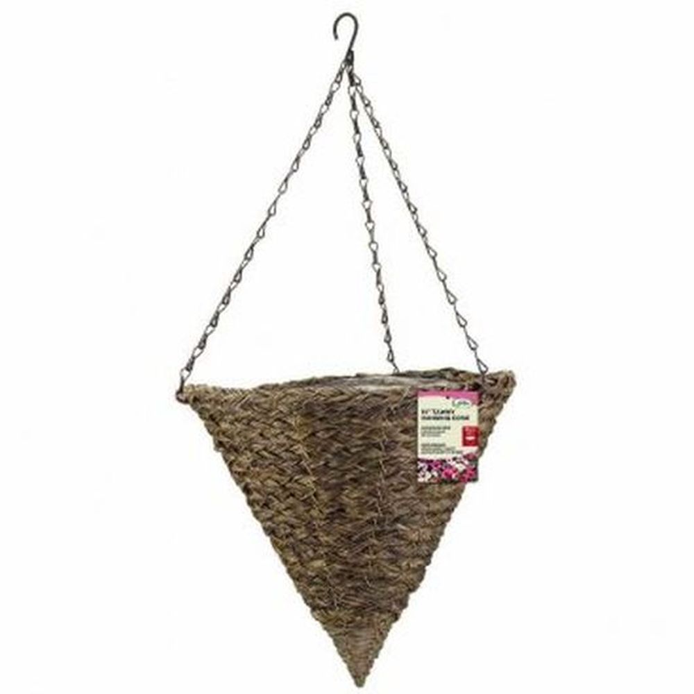 14'' Faux Rattan Hanging Cone - Tawny