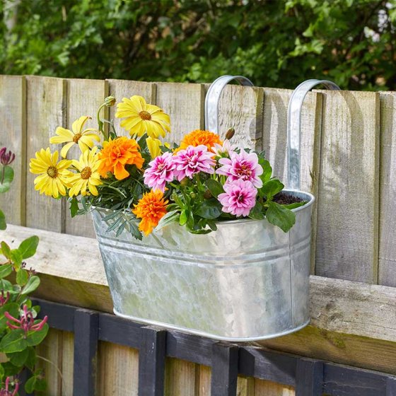 12" Fence & Balcony Planter - Galvanised