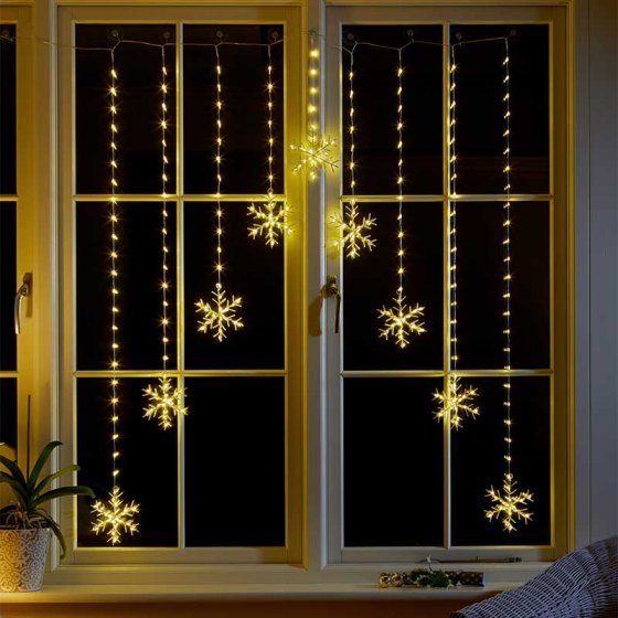 Snowflake Curtain Lights (Various colours)