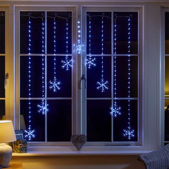 Snowflake Curtain Lights (Various colours)