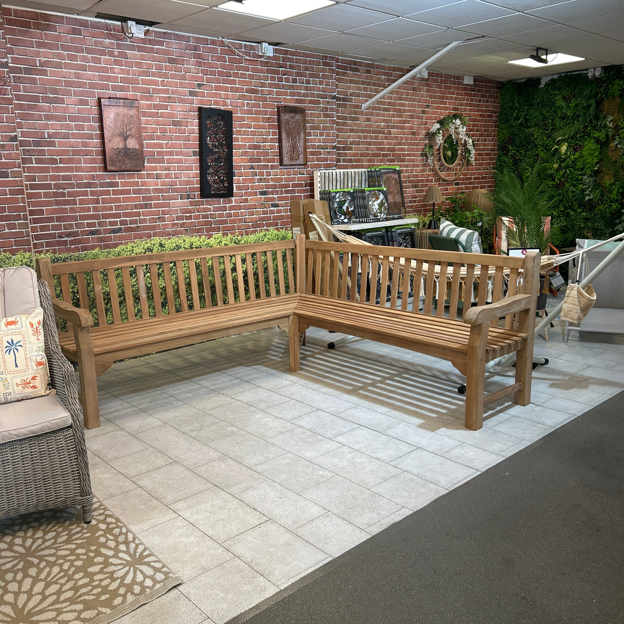 Wooden Teak Corner Bench