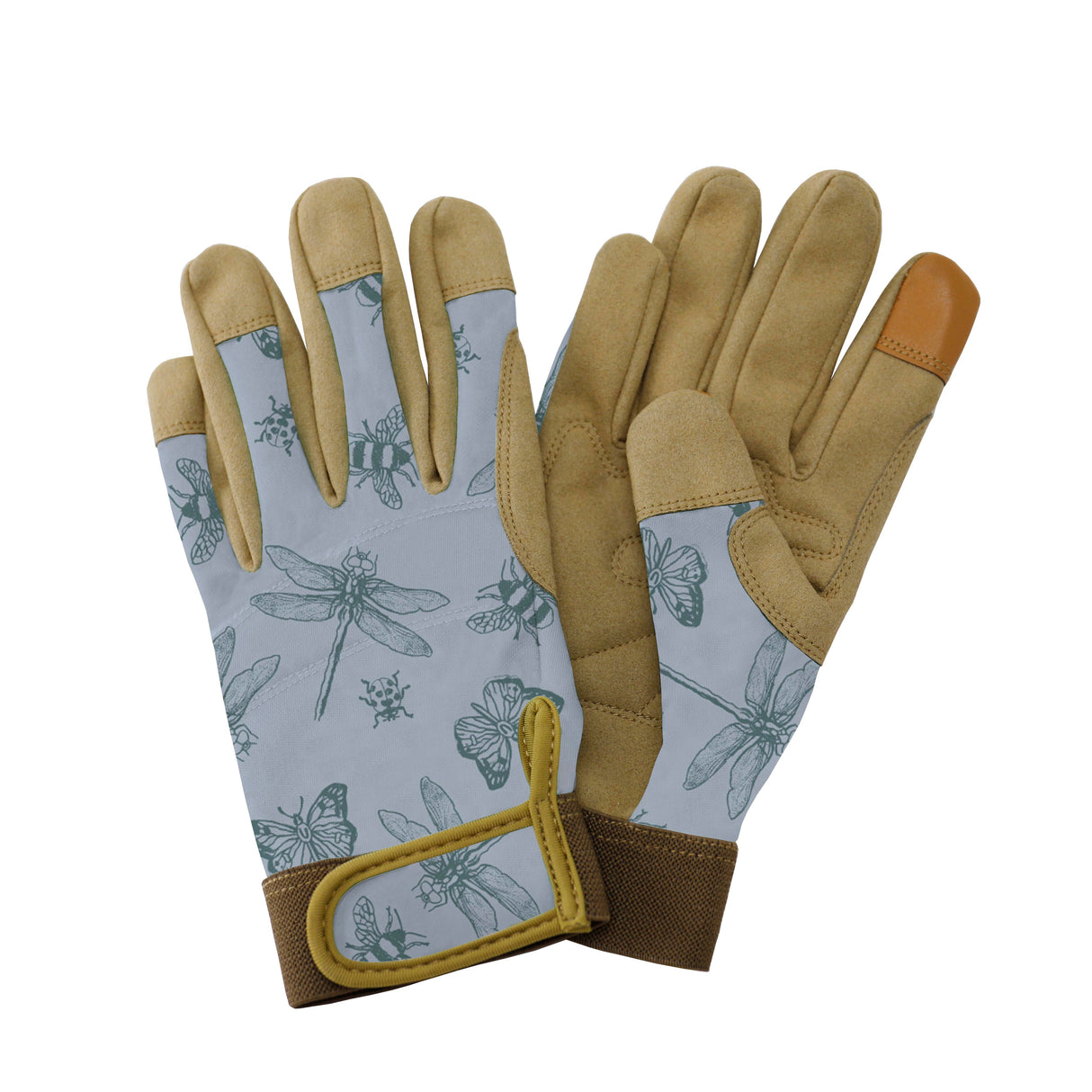 KS Comfort Gardening Gloves Flutter Bugs Teal Sml