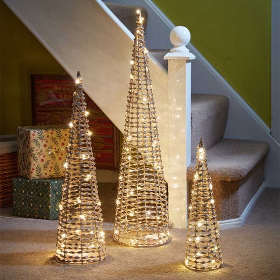 GlitterTwist Tree Set of 3 - Gold or Silver