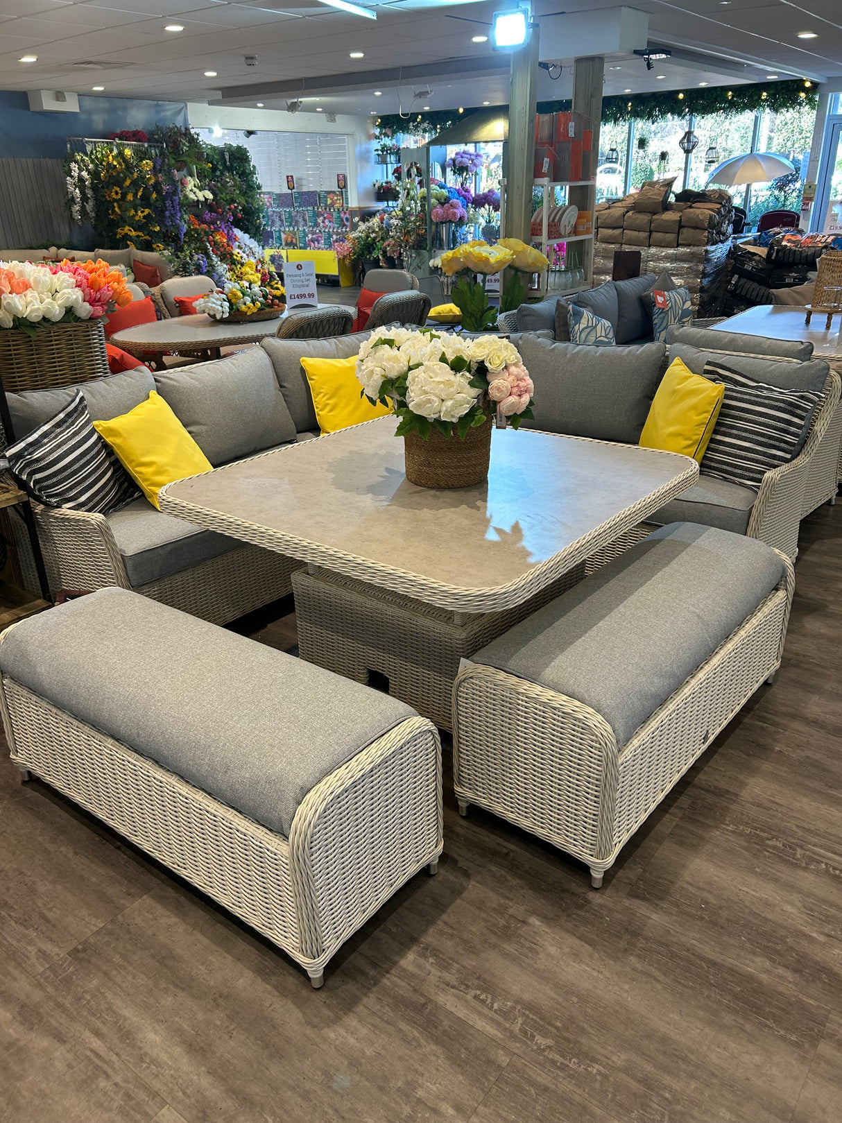 Antigua Casual Corner Set Pearl and Ash Grey