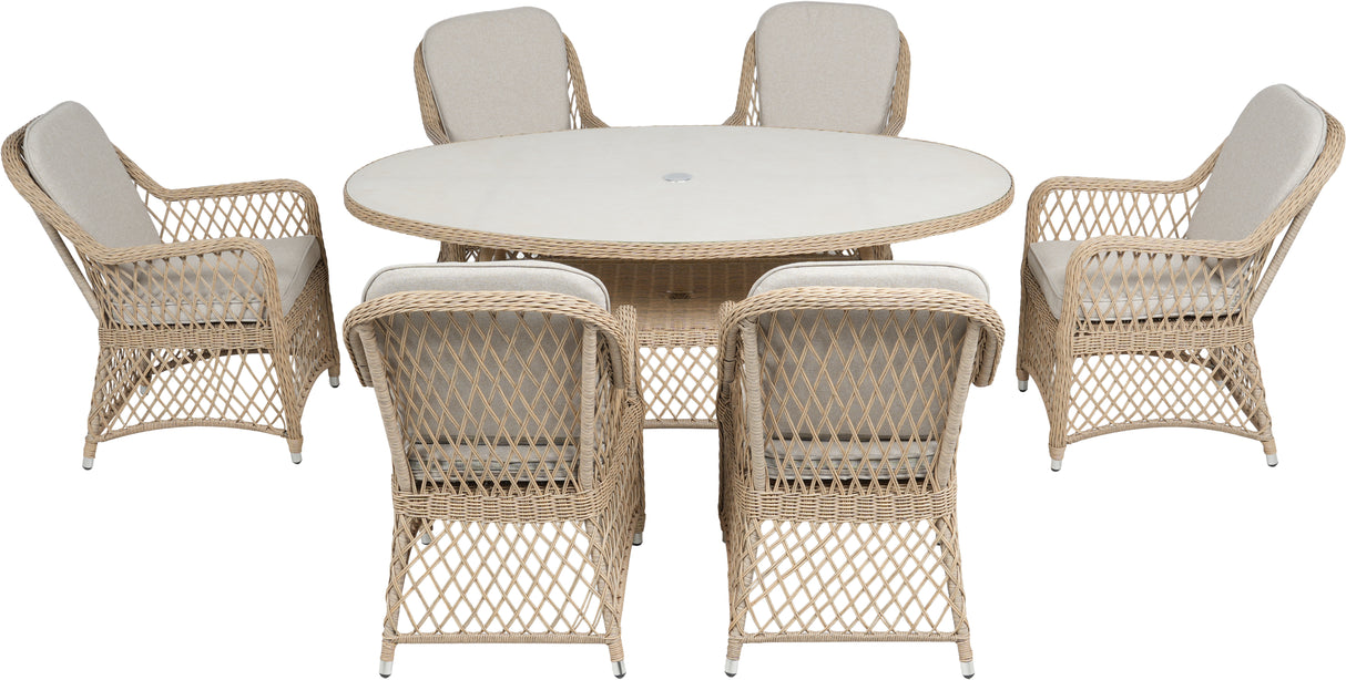 Penang 6 Seat Dining Set Elliptical