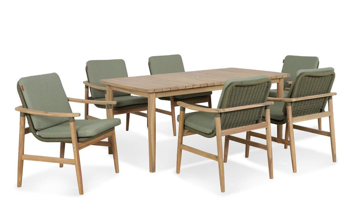 Meadow 6 Seat Dining Set with 180 x 90cm Rectangular Table