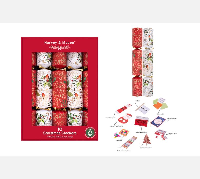10 x 14" Red Robin Xmas Crackers