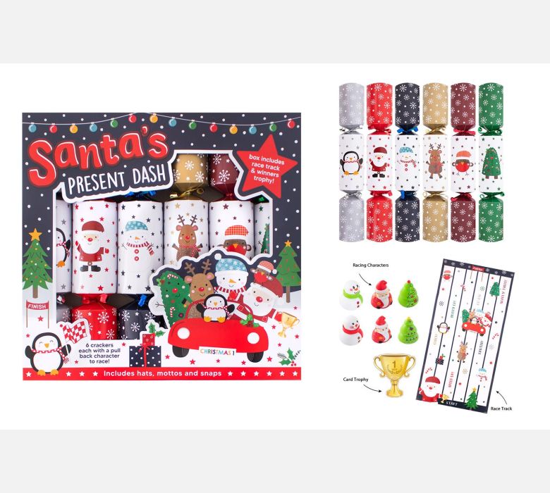 6 Santas Present Dash 12" Crackers