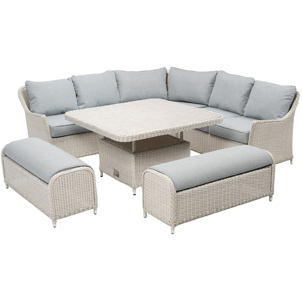 Antigua Casual Corner Set Pearl and Ash Grey