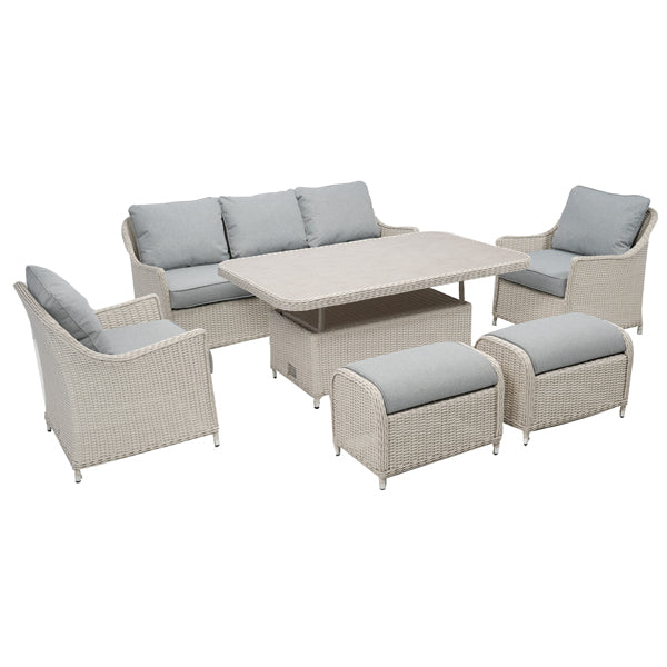 Antigua 6pc Lounge Set Pebble and Ash Grey