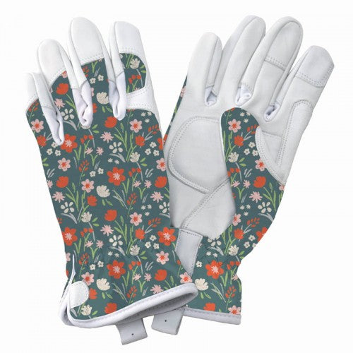 KS Leather Gardening Gloves Meadow Flowers Small