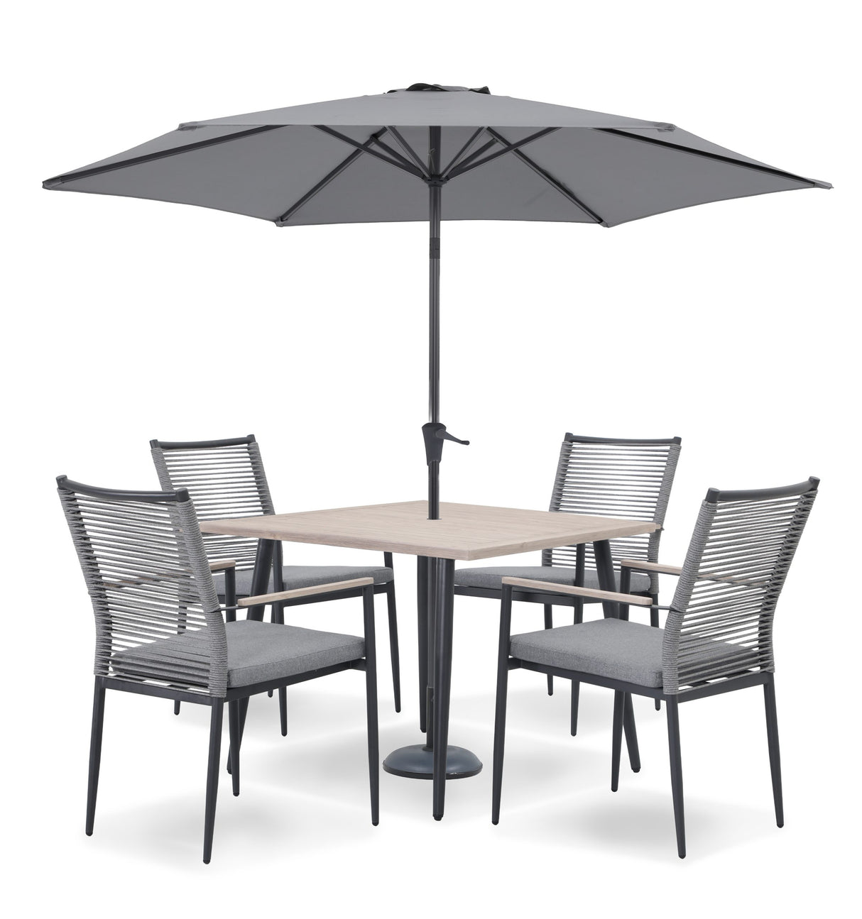 Merano 4 Seat Dining Set Grey Rope