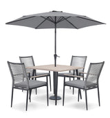 Merano 4 Seat Dining Set Grey Rope