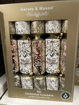 10 Gold Mistletoe 14" Crackers