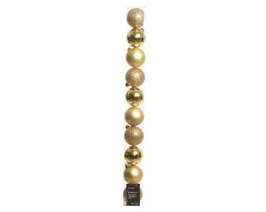 Baubles shatterproof shiny, matt, glitter mix - gold