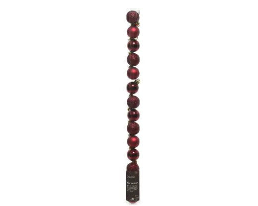 Baubles shatterproof shiny, matt, glitter mix -red