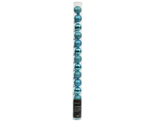 Blue boxed baubles glitter mix 3cm