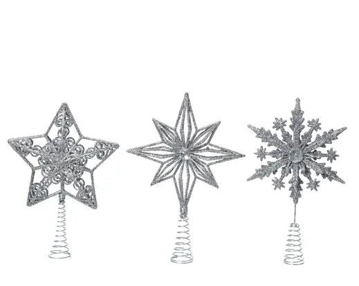 Tree topper plastic silver