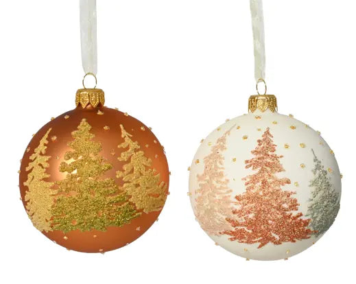Bauble glass matt trees 8cm