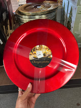 Round Red Charger Plates Set of 4