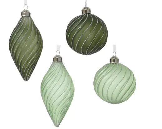 Bauble glass transparent color w glitter 8cm