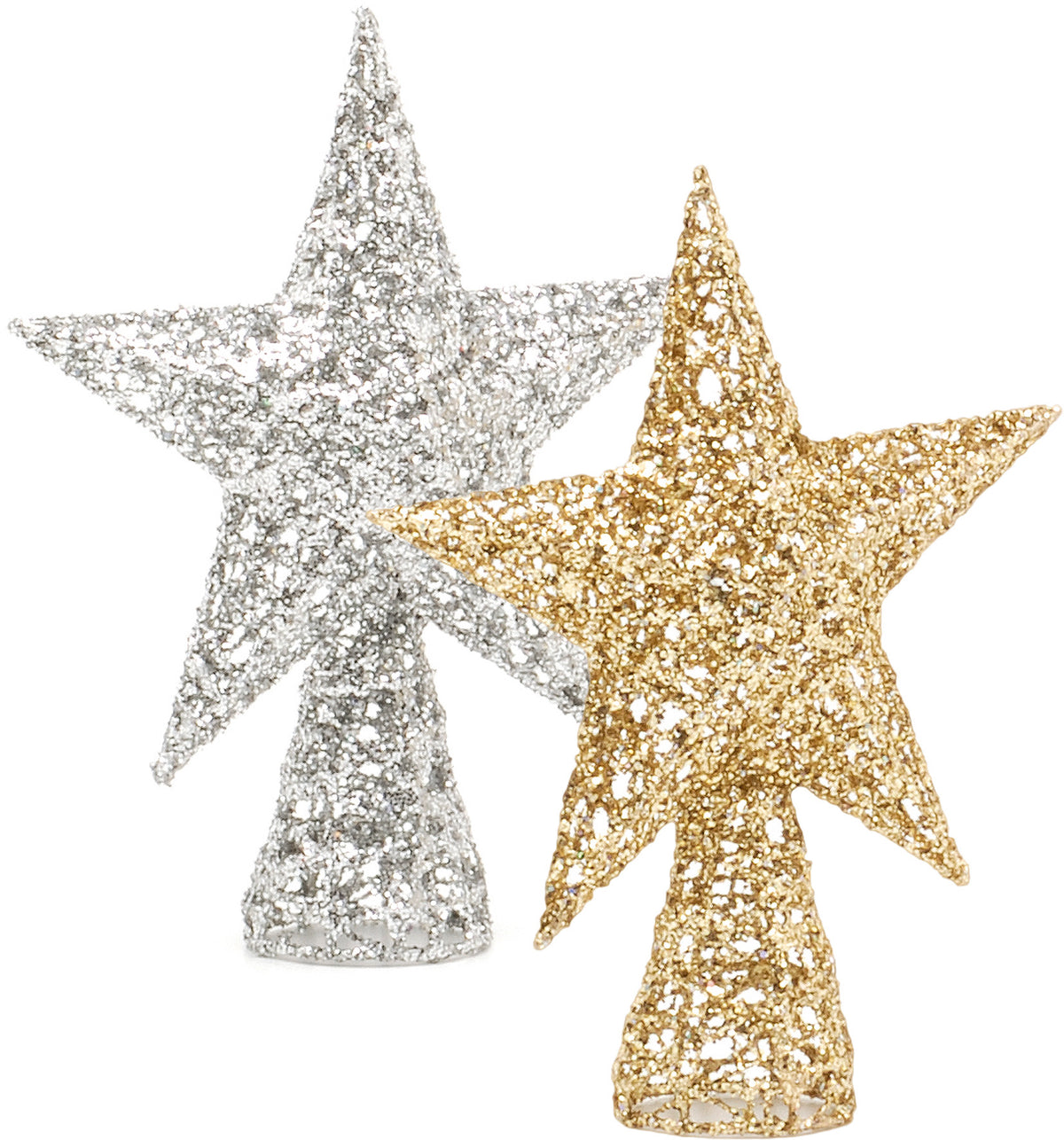 17cm 2 asstd gold/silver tree top stars