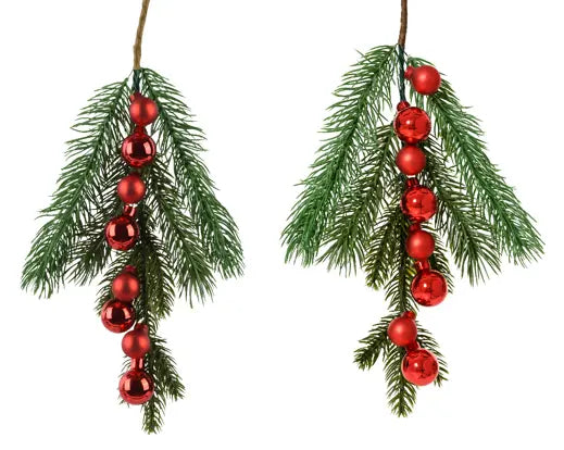 Branch Red shiny/enamel - matt w 8 baubles
