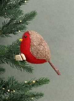 Felt/Twig Robin On Peg Dec - 8cm