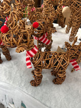 38CM Brown Wicker Rudolph In Boots With 40 LEDS