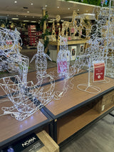 96CM Two White Flexi Reindeer Sleigh