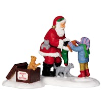 Lemax Santa And Kittens Set Of 2