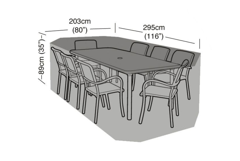 8 Seater Rectangular Furniture Set Cover Black