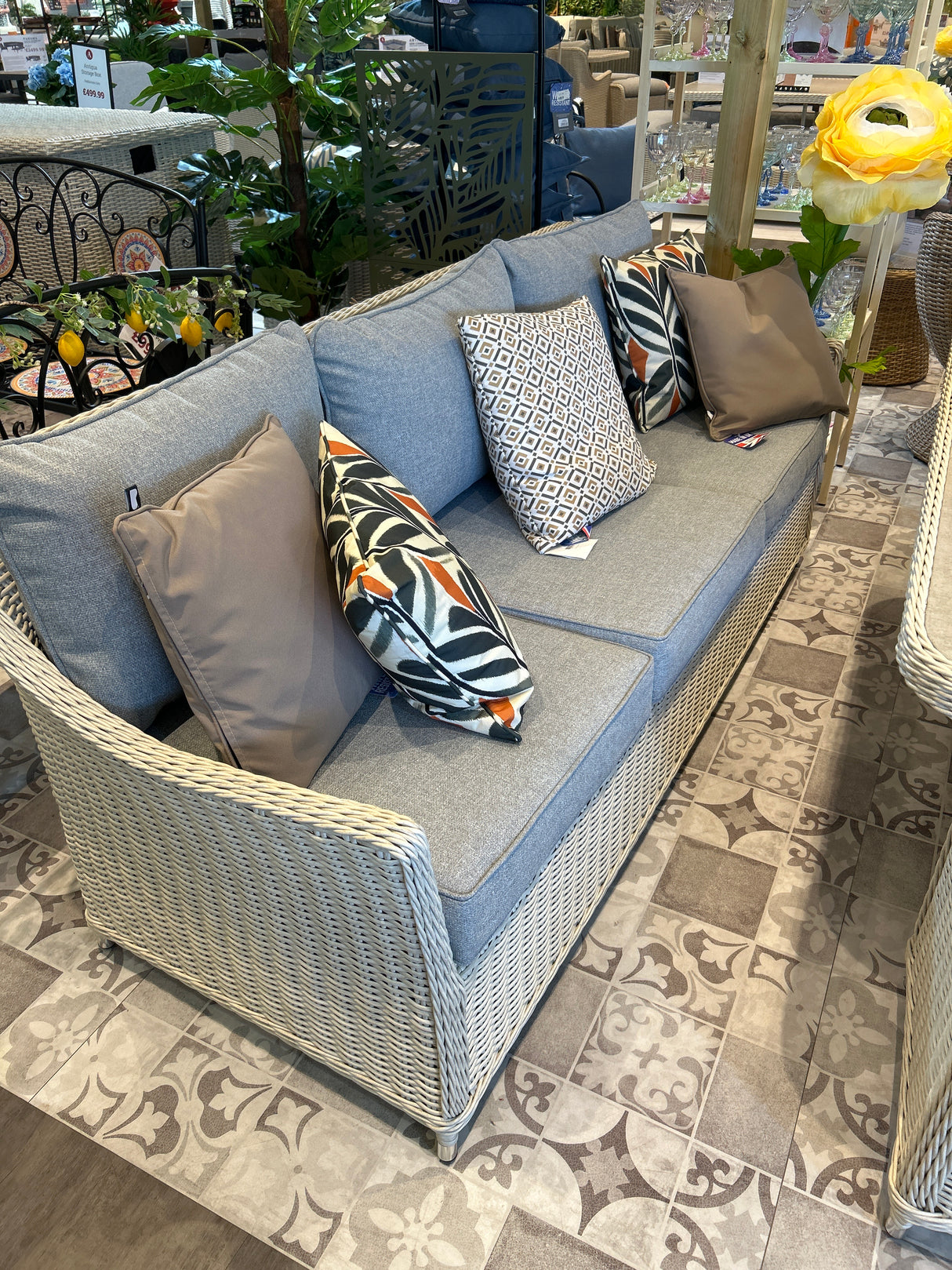 Antigua Rattan Lounge 6 Piece Furniture Set – Pearl & Ash Grey