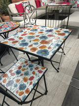 Poppies 60cm Mosaic Square Bistro Set