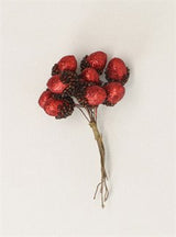 Red Glitter Acorn Pick Bunch - 11cm