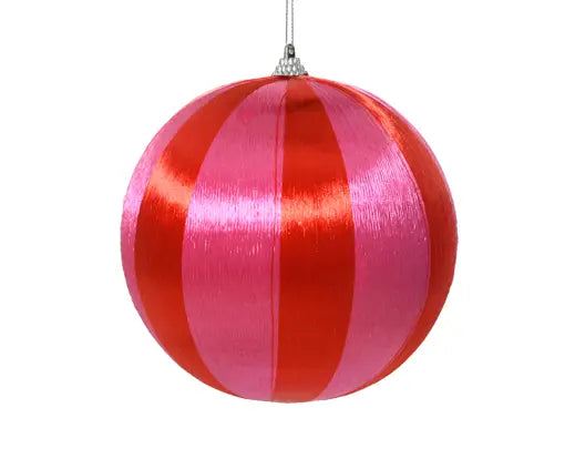 Bauble foam shiny thread 8cm pink