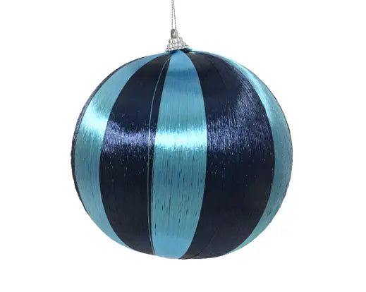 Bauble foam shiny thread blue 8cm