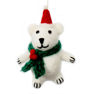 Mini Polar Bear with Holly Scarf 6cm