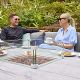 Tutbury - Fire Pit Table Corner Set Anthracite Grey - Grey Cushions