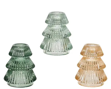 Candleholder glass 3col ass