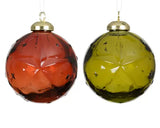 Bauble glass with star 8cm 2col ass