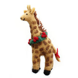 Giraffe with Holly Wreath