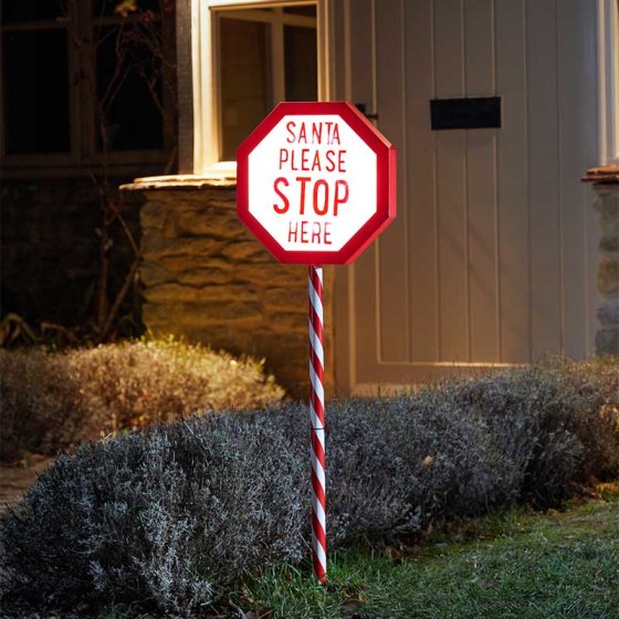 1m Santa Stop Here Sign w/45 Multi LEDs