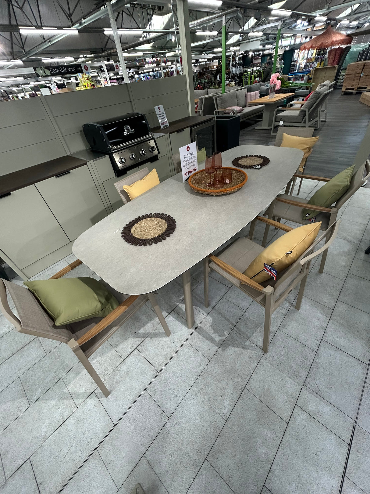 Cortina 6 Seat with Manolo 240cm Barrel Ceramic Dining Table